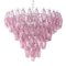 Lámpara de araña vintage de cristal de Murano rosa, Italia, Imagen 1