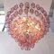 Lámpara de araña vintage de cristal de Murano rosa, Italia, Imagen 5
