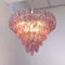 Lámpara de araña vintage de cristal de Murano rosa, Italia, Imagen 10