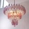 Lámpara de araña italiana vintage de cristal de Murano rosa, Imagen 9