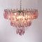 Lámpara de araña italiana vintage de cristal de Murano rosa, Imagen 6