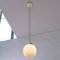 Vintage Italian White Sphere Suspension Light with Spiral Decoration 3