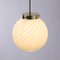 Vintage Italian White Sphere Suspension Light with Spiral Decoration 4