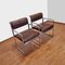 Vintage Bauhaus Brown Leather Tubular Chairs, Italy, 1970s, Set of 2 3