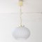 Lámpara colgante de vidrio satinado con líneas blancas y turquesa, Italia, Imagen 9