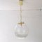 Lampada a sospensione con sfera e decorazione in vetro bianco, Italia, Immagine 1
