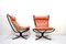 Norwegian Falcon Cognac Leather Lounge Chairs by Sigurd Ressell for Vatne Møbler, 1970s, Set of 2 3