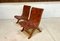 Spanish Oak Leather Strap Chairs by Pierre Lottier for Valmazan, 1950s, Set of 2 13