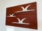 Mid-Century Wall Decoration of Birds in Teak and Porcelain, 1960s 2