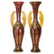 19th Century Bohemian Ruby Red and Gold Cut Crystal Vases, Set of 2 1
