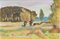 Paul Alouard-Carny, Landscape in Lagny, Original Drawing, 1936, Immagine 1