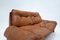 Mid-Century Cognac Leather Living Room Sofa and Chairs, 1960s, Set of 3, Image 10