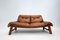 Mid-Century Cognacfarbenes Ledersofa und Sessel, 1960er, 3er Set 4