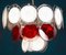 White and Red Murano Glass Disc Chandelier by Vistosi, 1970s, Image 2