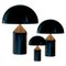 Lámpara de mesa Atollo grande, mediana y pequeña en negro de Magistretti para Oluce. Juego de 3, Imagen 1