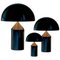 Grande, Moyenne et Petite Lampe de Bureau Atollo Noire par Magistretti pour Oluce, Set de 3 7