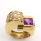 18K Yellow Gold Ring with Amethyst and Diamonds 2
