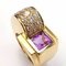 18K Yellow Gold Ring with Amethyst and Diamonds, Image 3