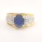 18 Carat Yellow Gold Ring with Sapphire and Diamonds, Image 6