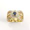 18K Yellow Gold Ring with Sapphire and Diamonds 3