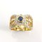 18K Yellow Gold Ring with Sapphire and Diamonds, Image 3