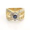 18K Yellow Gold Ring with Sapphire and Diamonds, Image 2