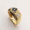 18K Yellow Gold Ring with Sapphires and Diamonds, Image 2