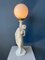 Lampe de Bureau Vintage Art Déco en Porcelaine avec Abat-Jour en Verre 2