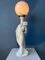 Vintage Art Deco Porcelain Female Figure Table Lamp with Glass Shade 6