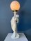Vintage Art Deco Porzellan Frauenfigur Tischlampe mit Glasschirm 6