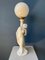 Vintage Art Deco Porcelain Female Figure Table Lamp with Glass Shade 1