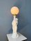 Vintage Art Deco Porzellan Frauenfigur Tischlampe mit Glasschirm 3