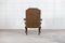 19th Century English Olive Leather & Mahogany Wingback Armchair 5