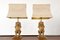 Asian Gold Brass Gilt Foo Dogs Table Lamps, 1960s, Set of 2 2