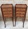 Early 20th Century French Bedside Tables in Marquetry & Bronze with Iron Details, Set of 2, Image 5