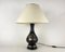 French Bedside Table Lamp with Ivory Textile Shade, 1970s 1