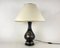 French Bedside Table Lamp with Ivory Textile Shade, 1970s, Image 1