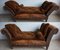 French Distressed Leather Adjustable Loveseat or Daybed, 1900s, Image 2