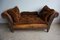 French Distressed Leather Adjustable Loveseat or Daybed, 1900s 3