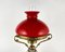 Belgian Table Lamp with Gilt Bronze and Red Glass Lampshade, 1970s 7