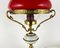 Belgische Tischlampe mit Lampenschirm aus vergoldeter Bronze & rotem Glas, 1970er 3