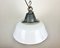 Industrial White Enamel & Cast Iron Pendant Light with Glass Cover, 1960s 7