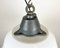 Industrial White Enamel & Cast Iron Pendant Light with Glass Cover, 1960s, Image 8