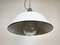 Lámpara colgante industrial de hierro fundido y esmalte blanco con cubierta de vidrio, años 60, Imagen 5