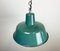 Lampe à Suspension Industrielle en Émail Vert, 1960s 5