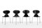 Chaises Mier Vintage Noires par Arne Jacobsen pour Fritz Hansen, 1960s, Set de 4 2