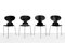 Chaises Mier Vintage Noires par Arne Jacobsen pour Fritz Hansen, 1960s, Set de 4 1