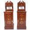 Antique Edwardian Mahogany Marquetry Bedside Chests, Set of 2 1