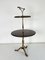 Mid-Century 2-Tier Side Table in Wood & Brass, Image 1