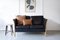 Mid-Century Danish Black Leather Two-Seater Sofa by Mogens Hansen, Stouby 9